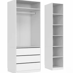 IDMarket Grand dressing modulable blanc 200 cm avec 1 penderie, 7 étagères et 3 tiroirs* Dressings Et Portants Vêtements