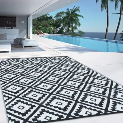 IDMarket Grand tapis noir pour terrasse et extérieur* Revêtement Sol Extérieur