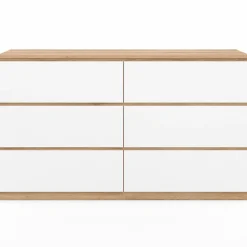 IDMarket Grande commode 6 tiroirs façon hêtre et blanc* Meubles Tiroirs|Meubles Bas