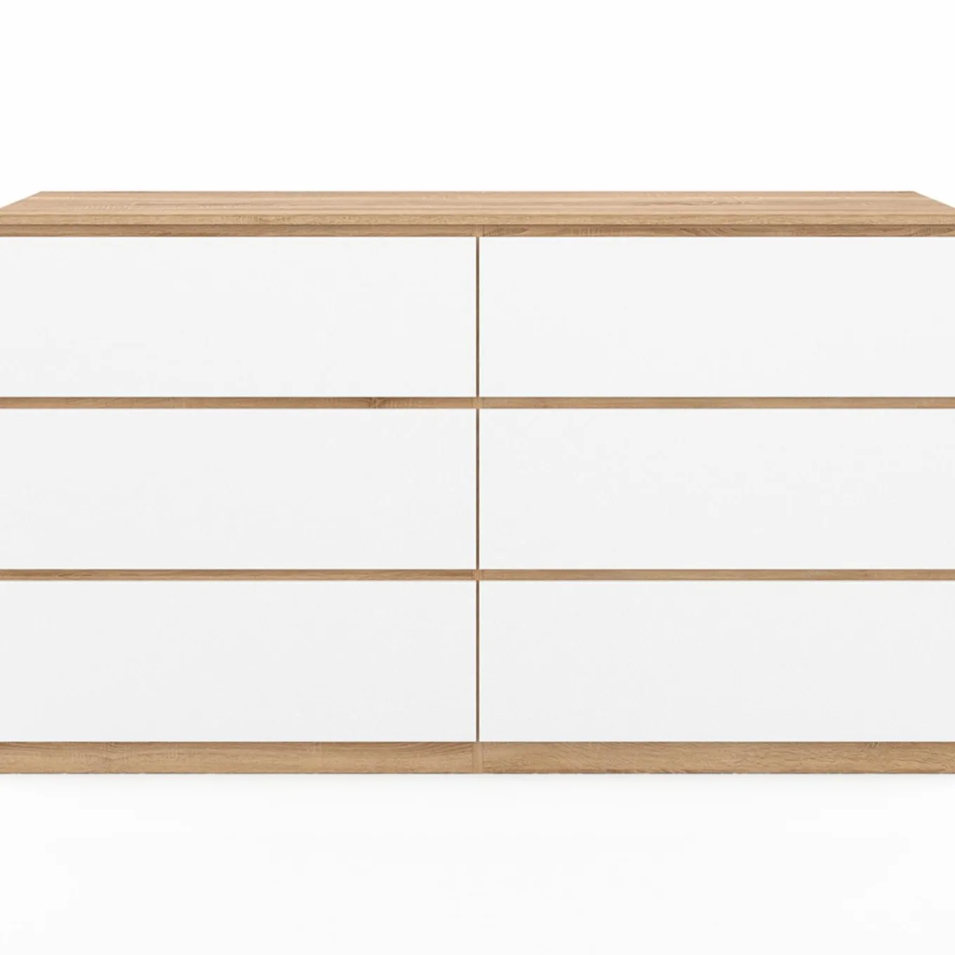 IDMarket Grande commode 6 tiroirs façon hêtre et blanc* Meubles Tiroirs|Meubles Bas