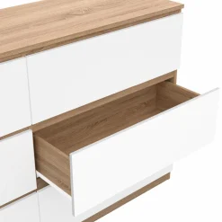 IDMarket Grande commode 6 tiroirs façon hêtre et blanc* Meubles Tiroirs|Meubles Bas