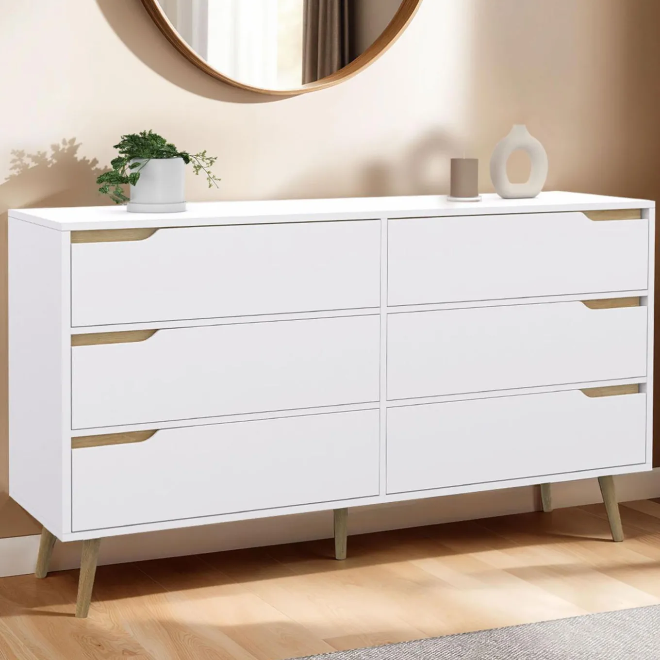 IDMarket Grande commode blanche scandinave avec 6 tiroirs* Meubles Tiroirs|Meubles Blancs
