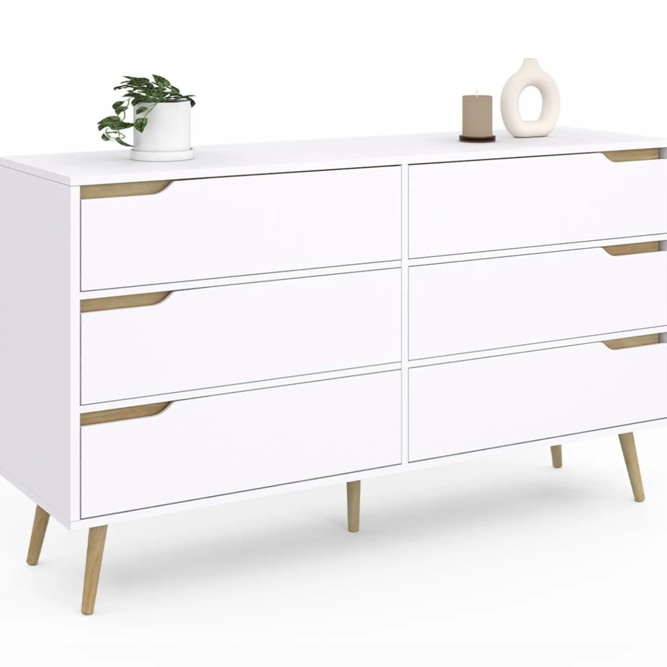 IDMarket Grande commode blanche scandinave avec 6 tiroirs* Meubles Tiroirs|Meubles Blancs