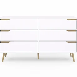 IDMarket Grande commode blanche scandinave avec 6 tiroirs* Meubles Tiroirs|Meubles Blancs
