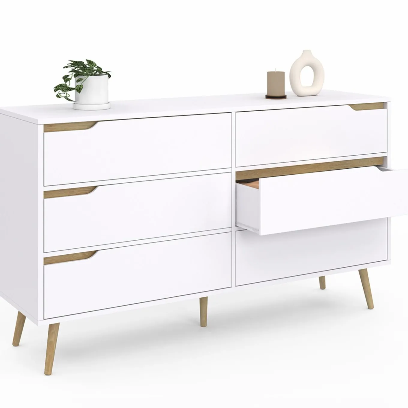 IDMarket Grande commode blanche scandinave avec 6 tiroirs* Meubles Tiroirs|Meubles Blancs