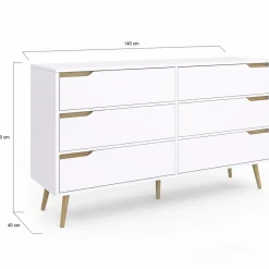 IDMarket Grande commode blanche scandinave avec 6 tiroirs* Meubles Tiroirs|Meubles Blancs