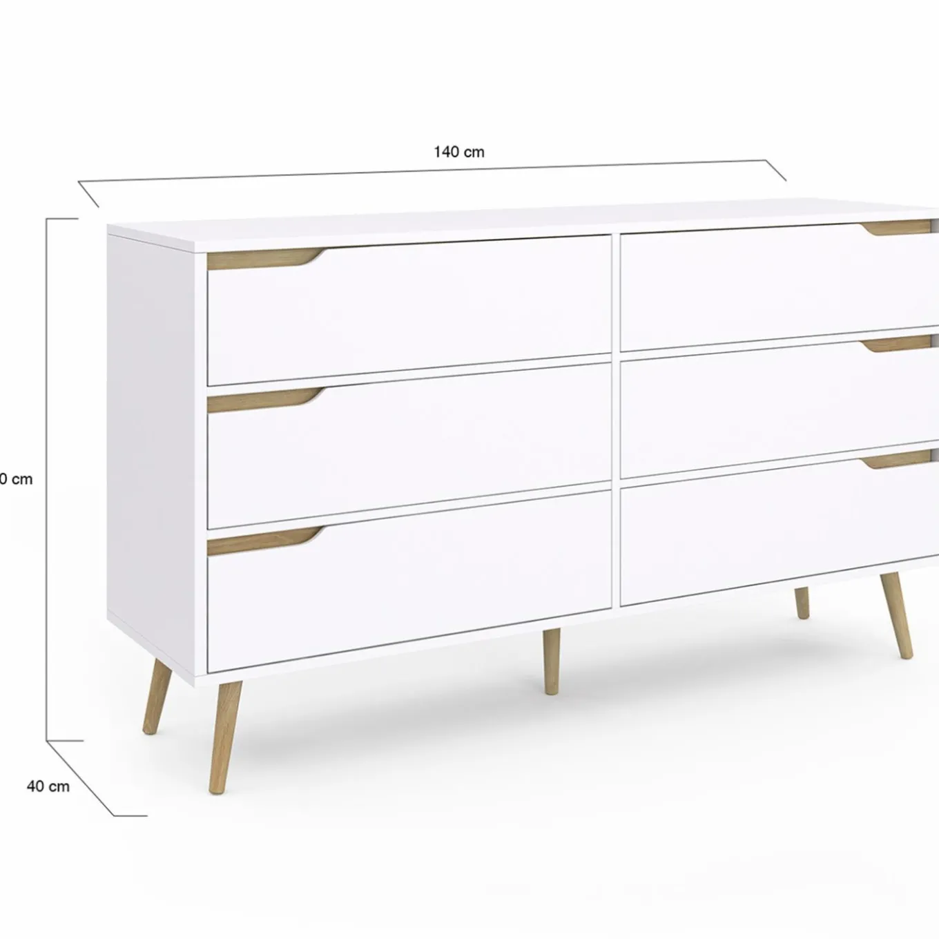 IDMarket Grande commode blanche scandinave avec 6 tiroirs* Meubles Tiroirs|Meubles Blancs