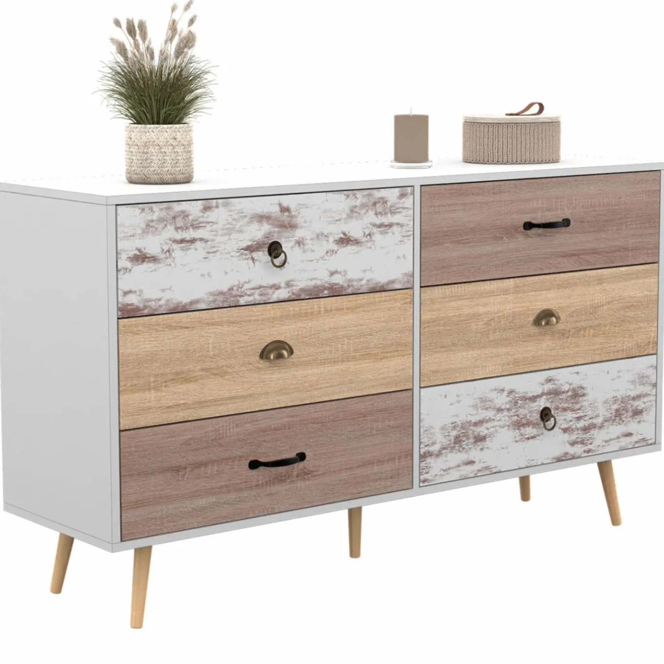 IDMarket Grande commode scandinave XXL 6 tiroirs* Meubles Tiroirs|Collection Scandinave