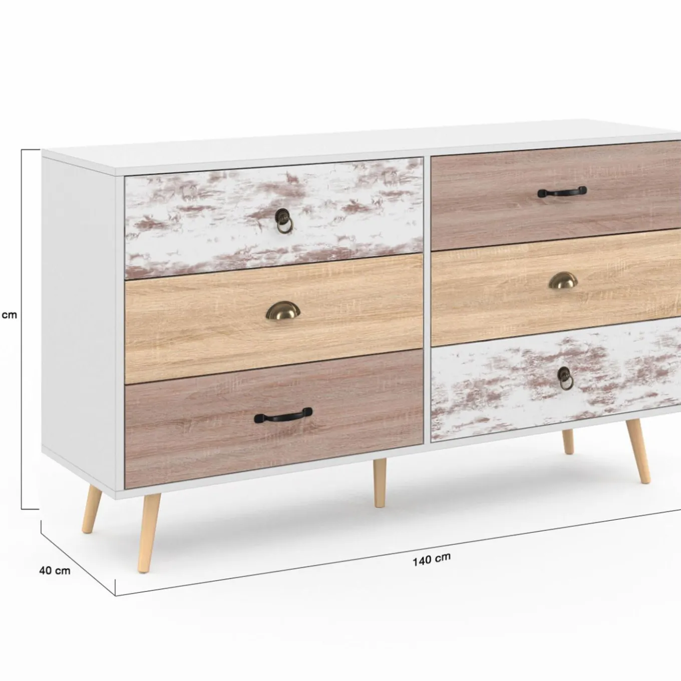 IDMarket Grande commode scandinave XXL 6 tiroirs* Meubles Tiroirs|Collection Scandinave