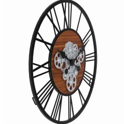IDMarket Grande horloge murale industrielle 60 cm avec engrenages* Décoration Et Accessoires