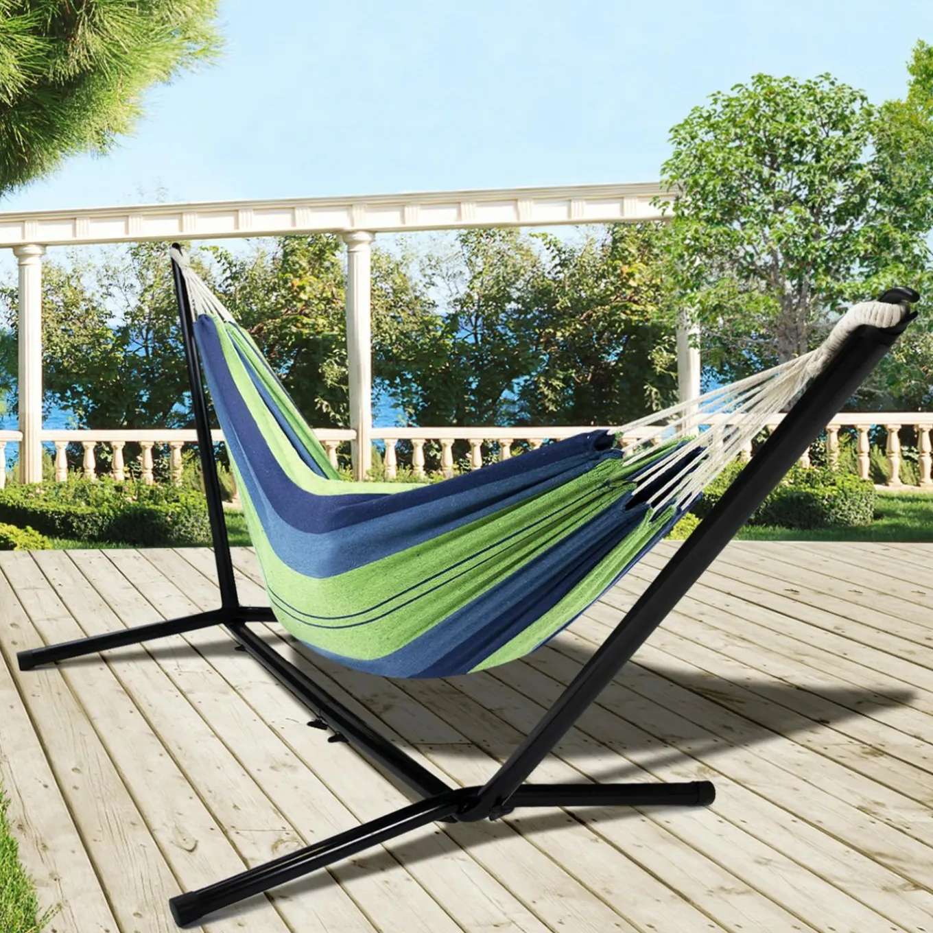 IDMarket Hamac bleu avec support métal* Hamacs