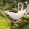 IDMarket Hamac coloris écru en toile avec support bois* Hamacs