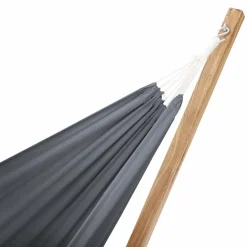IDMarket Hamac gris anthracite en toile avec support bois* Hamacs