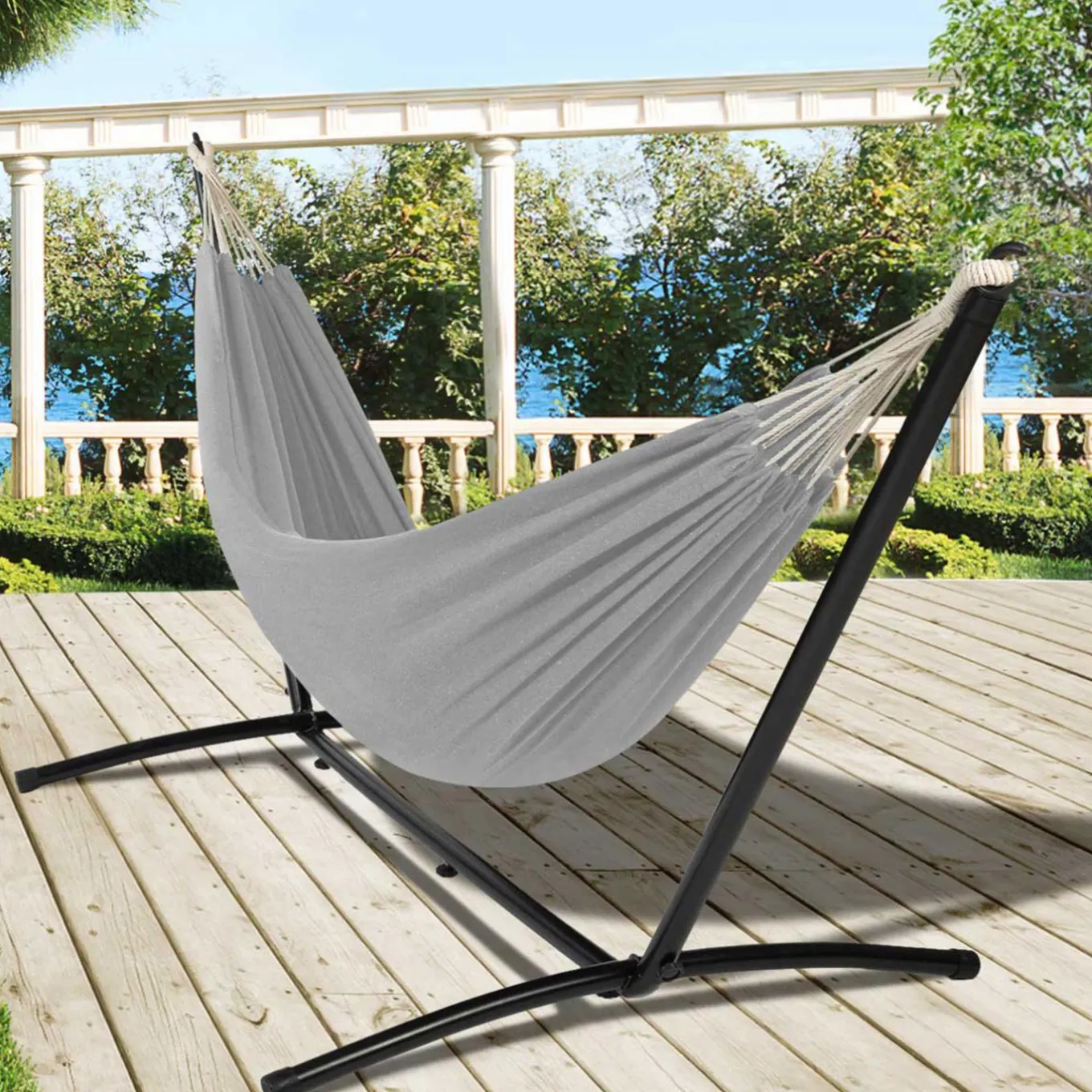 IDMarket Hamac gris clair avec support métal* Hamacs