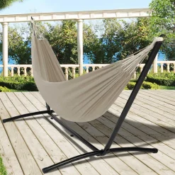 IDMarket Hamac taupe avec support métal* Hamacs