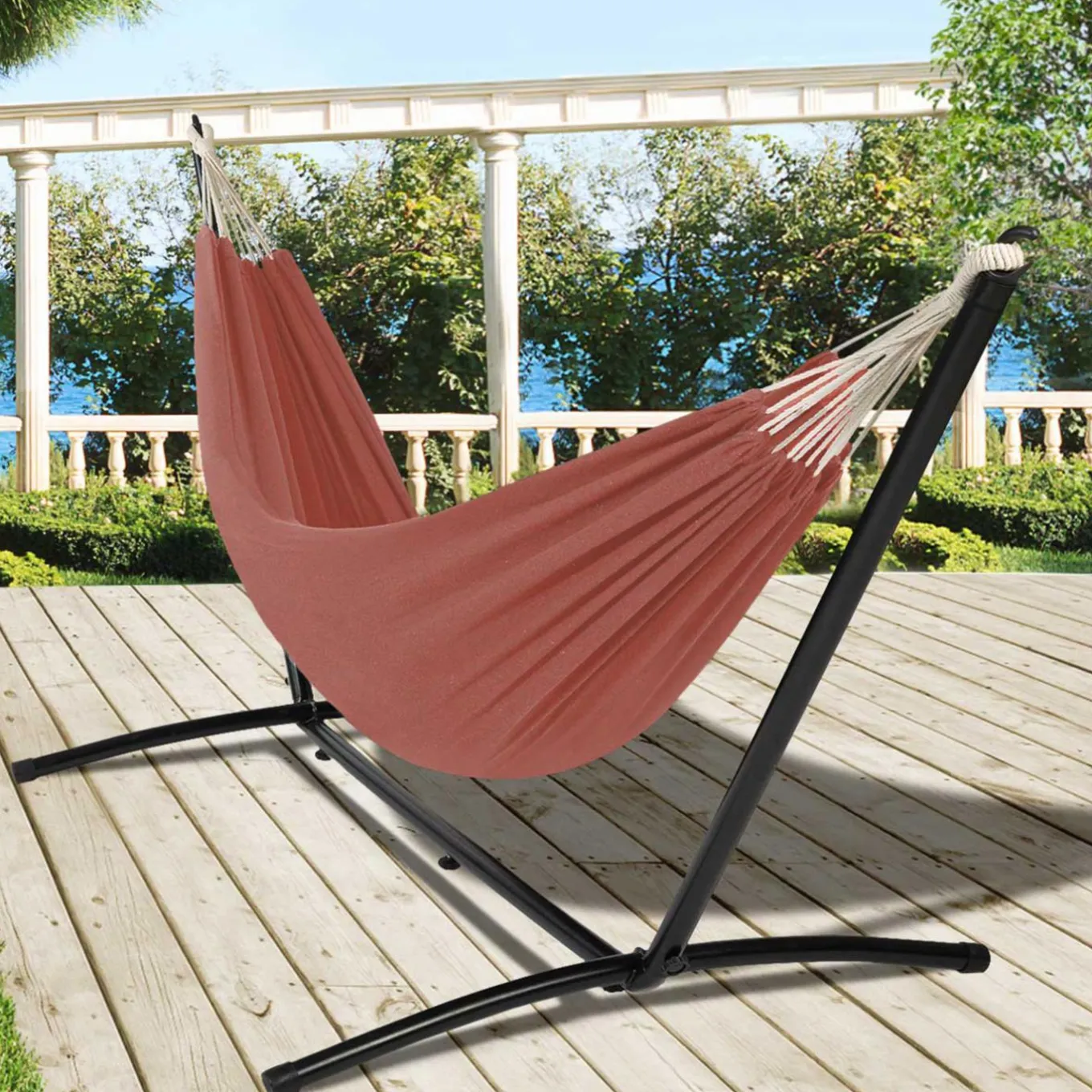 IDMarket Hamac terracotta avec support métal* Hamacs