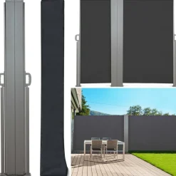 IDMarket Housse pour paravent rétractable double noire* Paravents Extérieurs