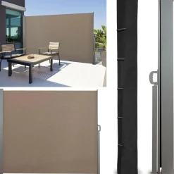 IDMarket Housse pour paravent rétractable hauteur 2m noire* Paravents Extérieurs