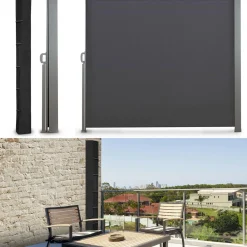 IDMarket Housse pour paravent rétractable hauteur 1 m 60 noir* Paravents Extérieurs