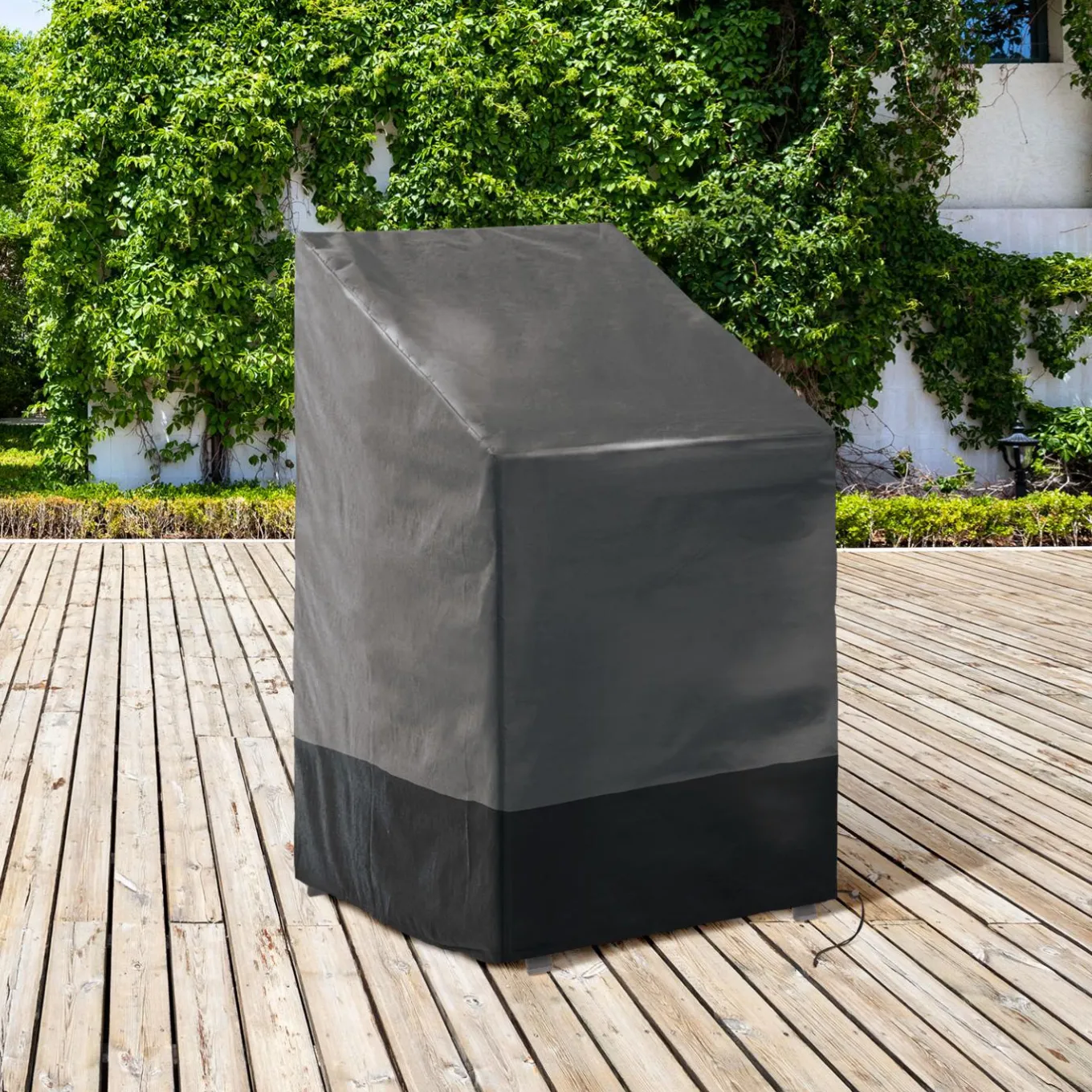 IDMarket Housse protection chaise imperméable grise et noire* Protection Du Jardin|Salons De Jardin