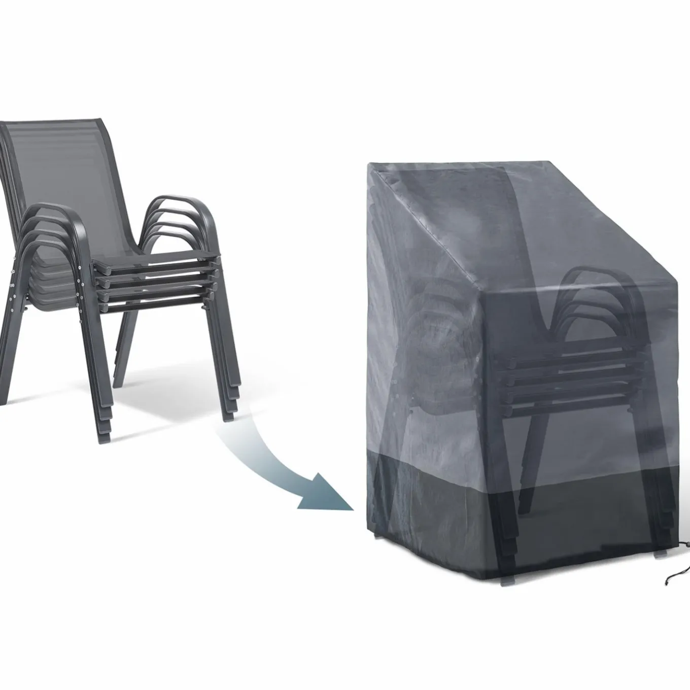 IDMarket Housse protection chaise imperméable grise et noire* Protection Du Jardin|Salons De Jardin