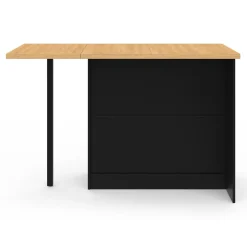 IDMarket Ilot central 140 cm bois noir avec plan de travail façon hêtre* Ilot Central