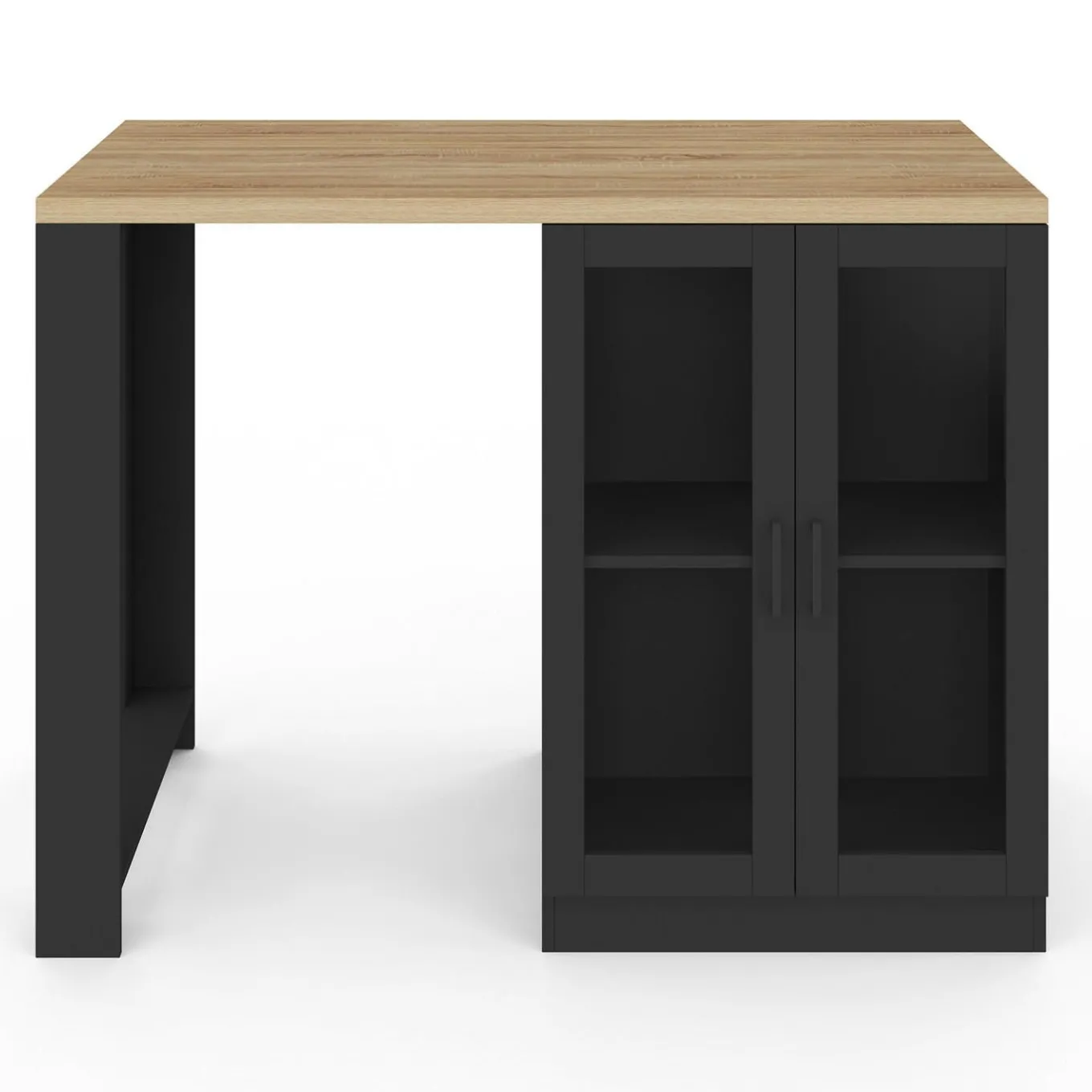 IDMarket Ilot central avec plan de travail et portes vitrées 2 personnes* Meubles Hauts|Collection Design