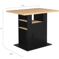 IDMarket Ilot central avec rangements bois noir et imitation hêtre 110 cm* Collection Moderne|Collection Design