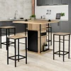 IDMarket Ilot central avec tabourets bois noir et imitation hêtre 110 cm design industriel* Meubles Hauts|Meubles En Bois