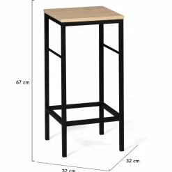IDMarket Ilot central avec tabourets bois noir et imitation hêtre 110 cm design industriel* Meubles Hauts|Meubles En Bois