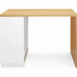 IDMarket Ilot central blanc et bois 130 cm pour 4 personnes* Collection Design|Collection Moderne