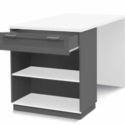 IDMarket Ilot central blanc et gris 130 cm pour 4 personnes* Collection Design|Collection Moderne