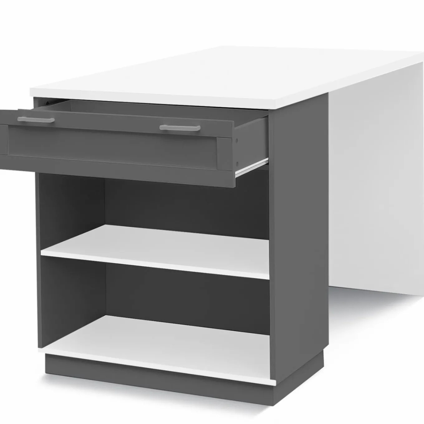 IDMarket Ilot central blanc et gris 130 cm pour 4 personnes* Collection Design|Collection Moderne