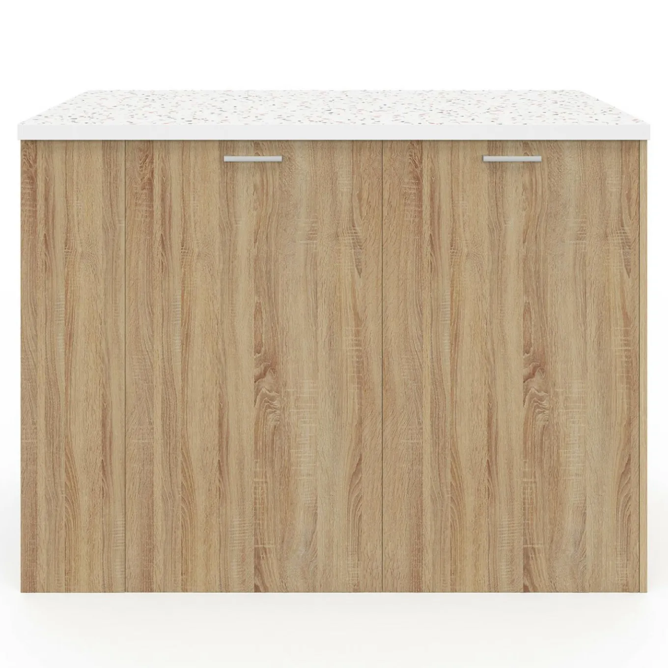 IDMarket Ilot central bois avec plan de travail terrazzo* Meubles Hauts|Meubles En Bois