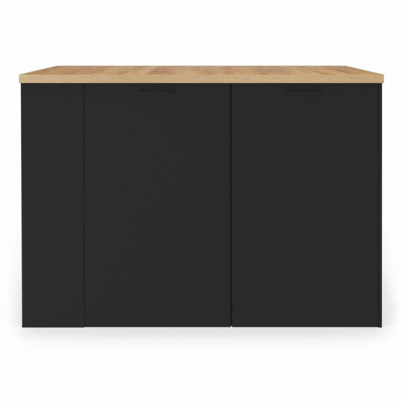 IDMarket Ilot central bois noir avec plan de travail façon hêtre 120 cm* Meubles Hauts|Ilot Central