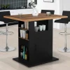 IDMarket Ilot central bois noir et effet bois foncé 110 cm avec rangements* Ilot Central|Collection Moderne