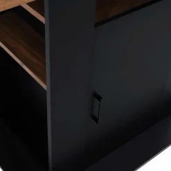 IDMarket Ilot central bois noir et effet bois foncé 110 cm avec rangements* Ilot Central|Collection Moderne