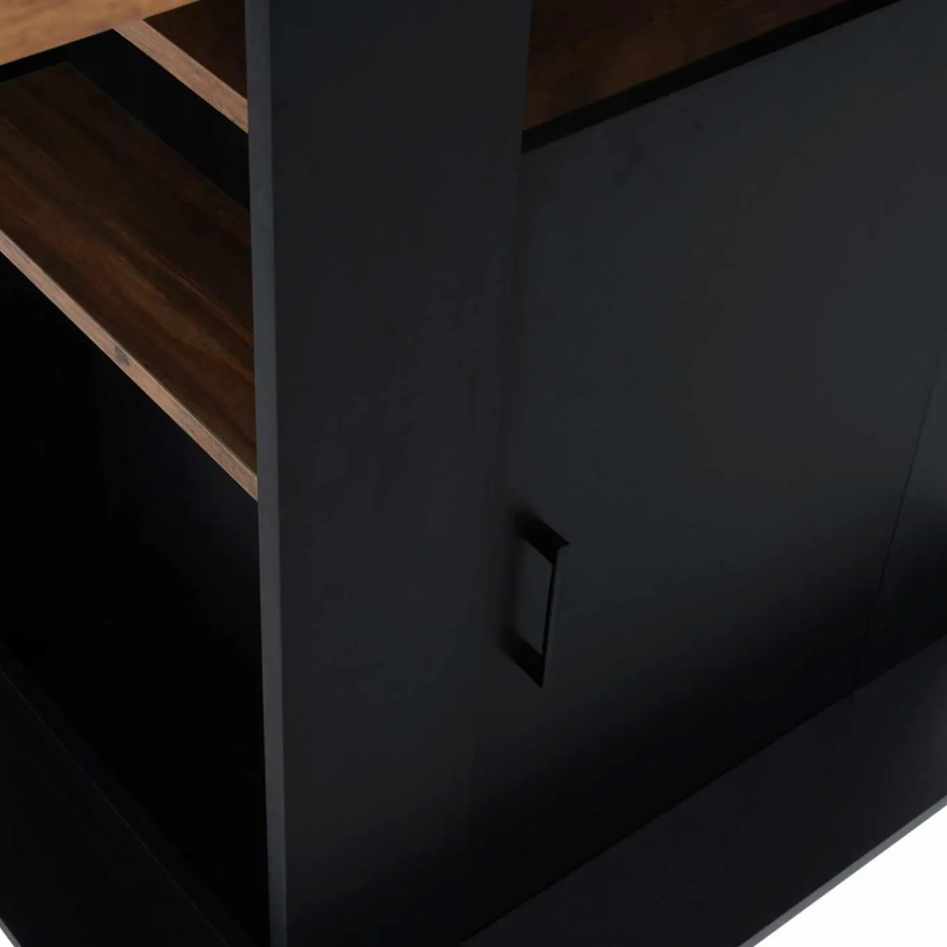 IDMarket Ilot central bois noir et effet bois foncé 110 cm avec rangements* Ilot Central|Collection Moderne