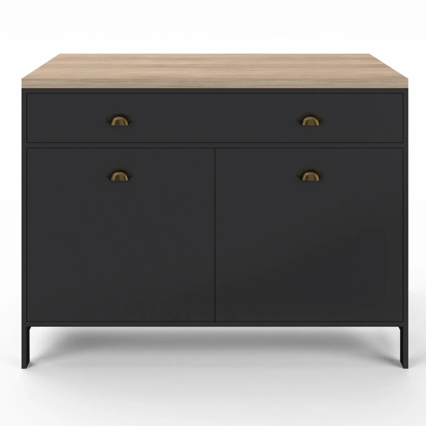 IDMarket Ilot central cuisine bois et noir 120 cm* Meubles Bas|Meubles Noirs