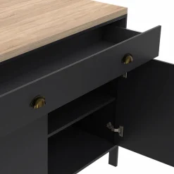 IDMarket Ilot central cuisine bois et noir 120 cm* Meubles Bas|Meubles Noirs