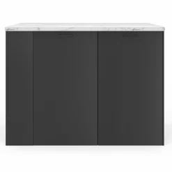 IDMarket Ilot central de cuisine bois noir et effet marbre* Collection Contemporaine|Ilot Central