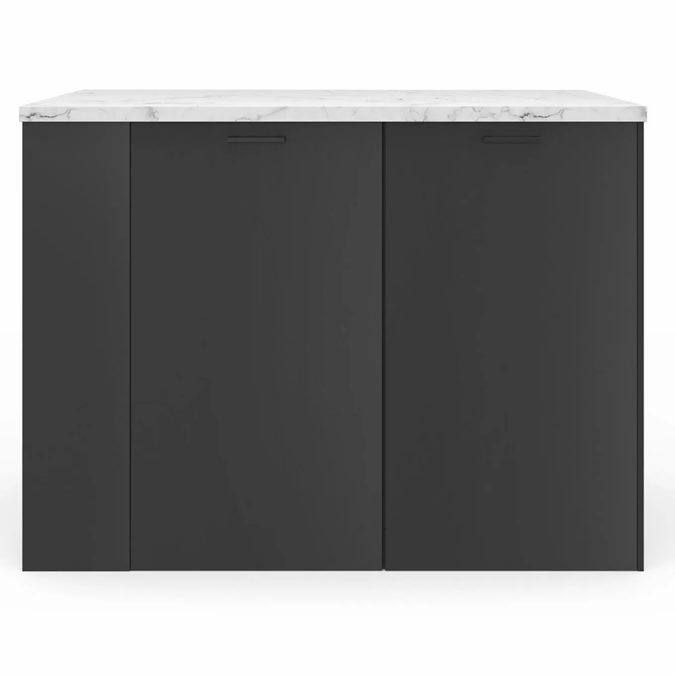 IDMarket Ilot central de cuisine bois noir et effet marbre* Collection Contemporaine|Ilot Central