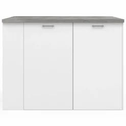 IDMarket Ilot central de cuisine bois blanc et effet béton* Collection Contemporaine|Mange Debout