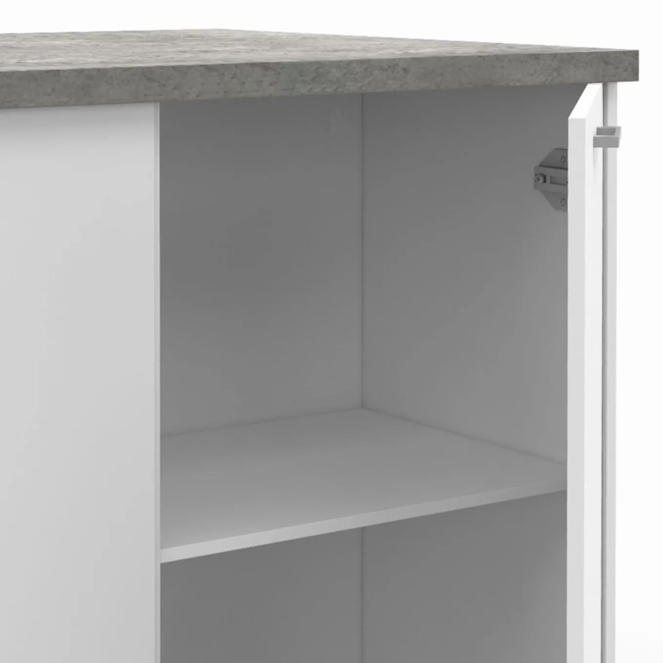 IDMarket Ilot central de cuisine bois blanc et effet béton* Collection Contemporaine|Mange Debout