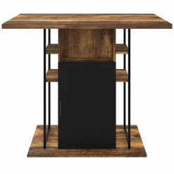 IDMarket Ilot central de cuisine industriel bois noir et effet bois foncé* Collection Vintage|Ilot Central