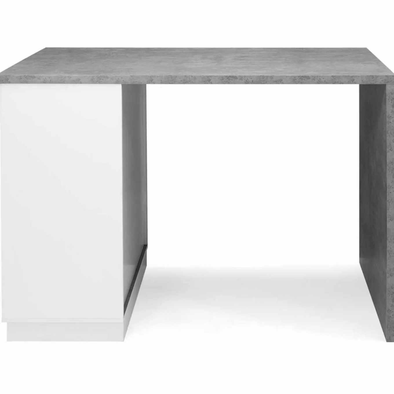 IDMarket Ilot central effet béton et blanc 130 cm pour 4 personnes* Collection Design|Collection Moderne