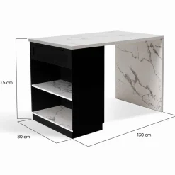 IDMarket Ilot central effet marbre et noir 130 cm pour 4 personnes* Collection Design|Collection Moderne