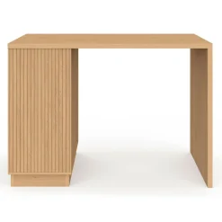 IDMarket Ilot central mange-debout 4 personnes 130 cm lattes tasseau bois coloris chêne* Ilot Central|Collection Moderne