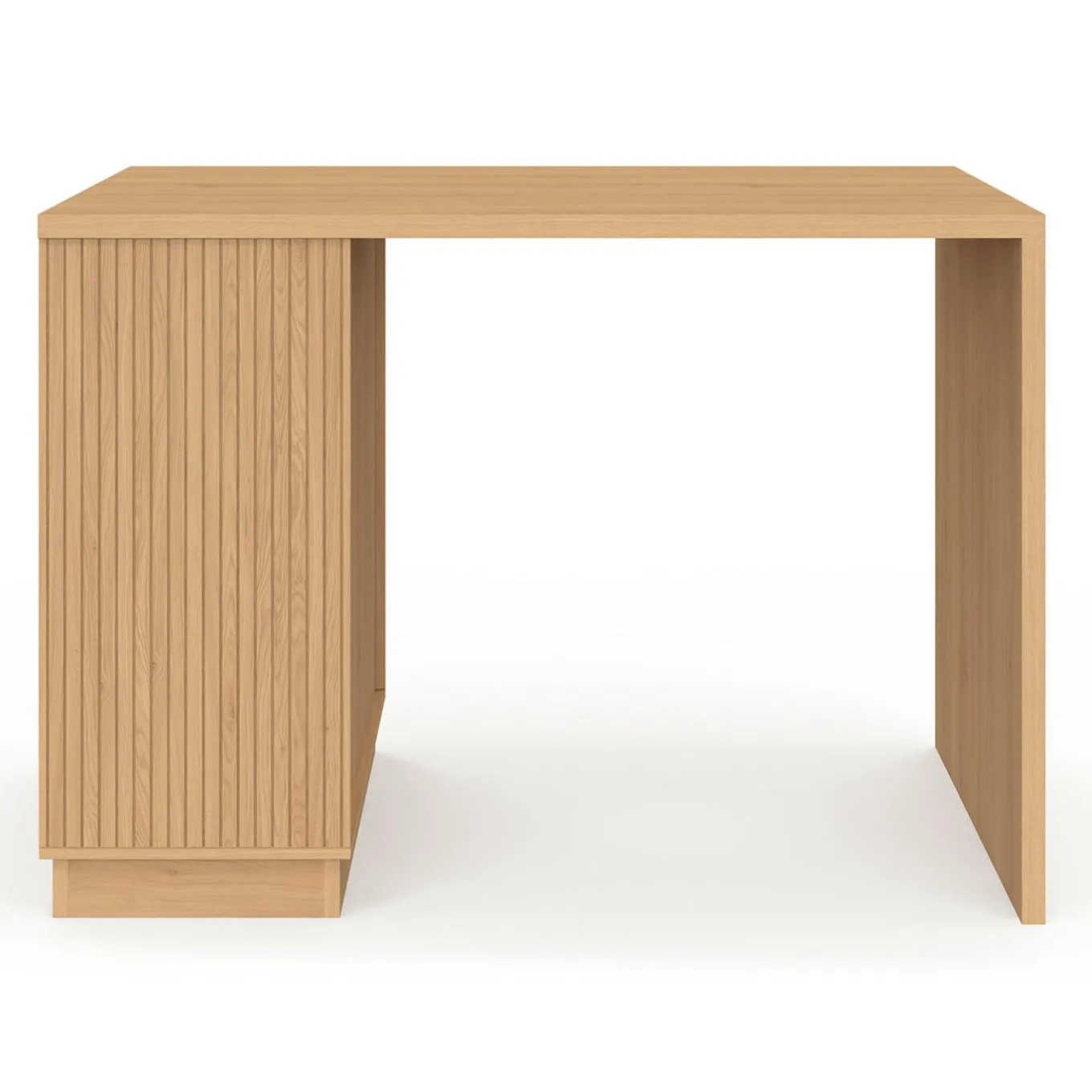 IDMarket Ilot central mange-debout 4 personnes 130 cm lattes tasseau bois coloris chêne* Ilot Central|Collection Moderne