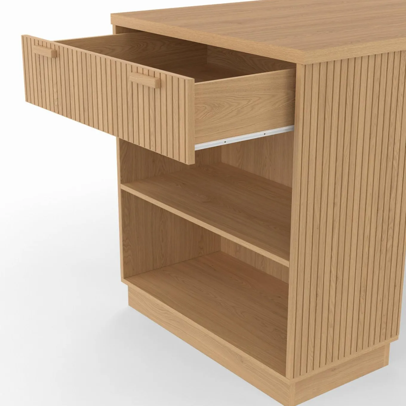 IDMarket Ilot central mange-debout 4 personnes 130 cm lattes tasseau bois coloris chêne* Ilot Central|Collection Moderne